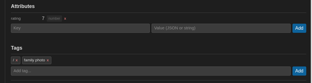 Attributes and tags editor